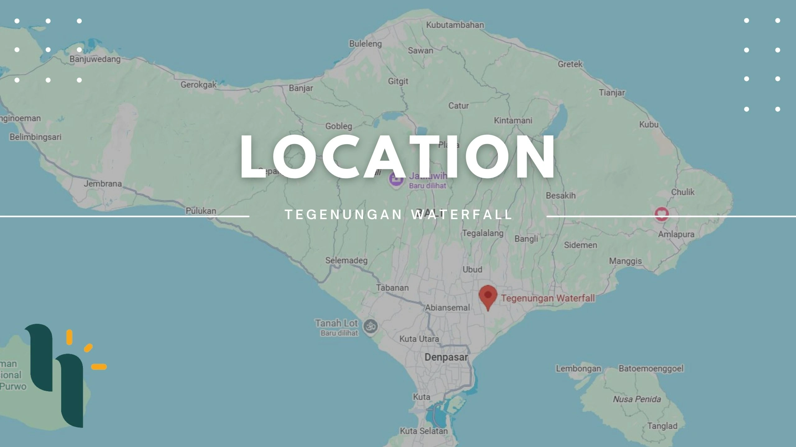 Tegenungan waterfall location