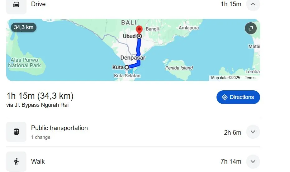 kuta to ubud
