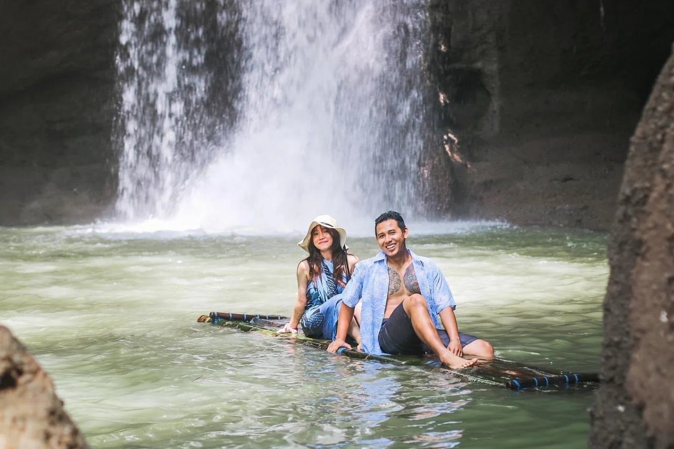 suwat waterfall bamboo canoe