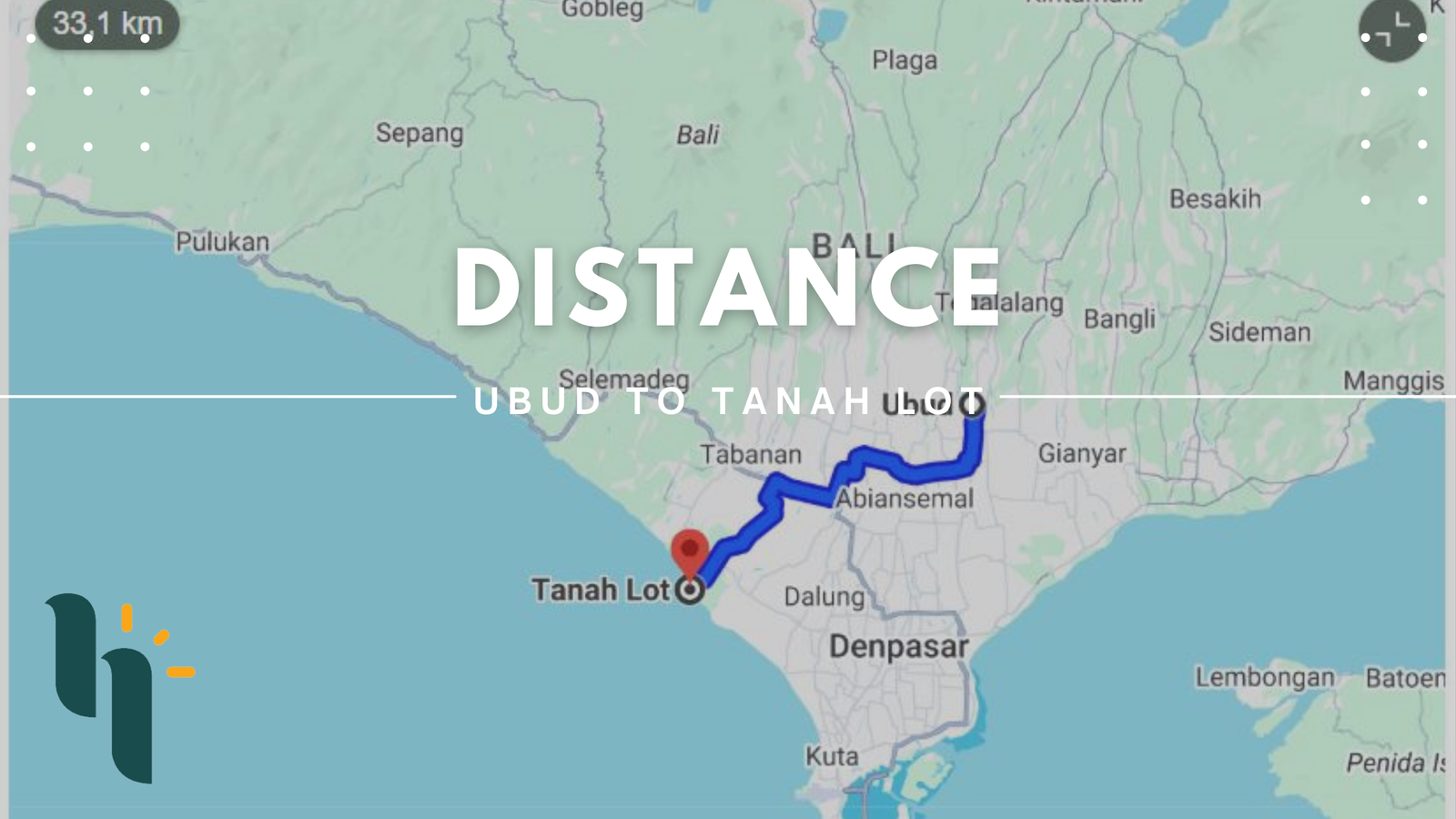 ubud to tanah lot distance