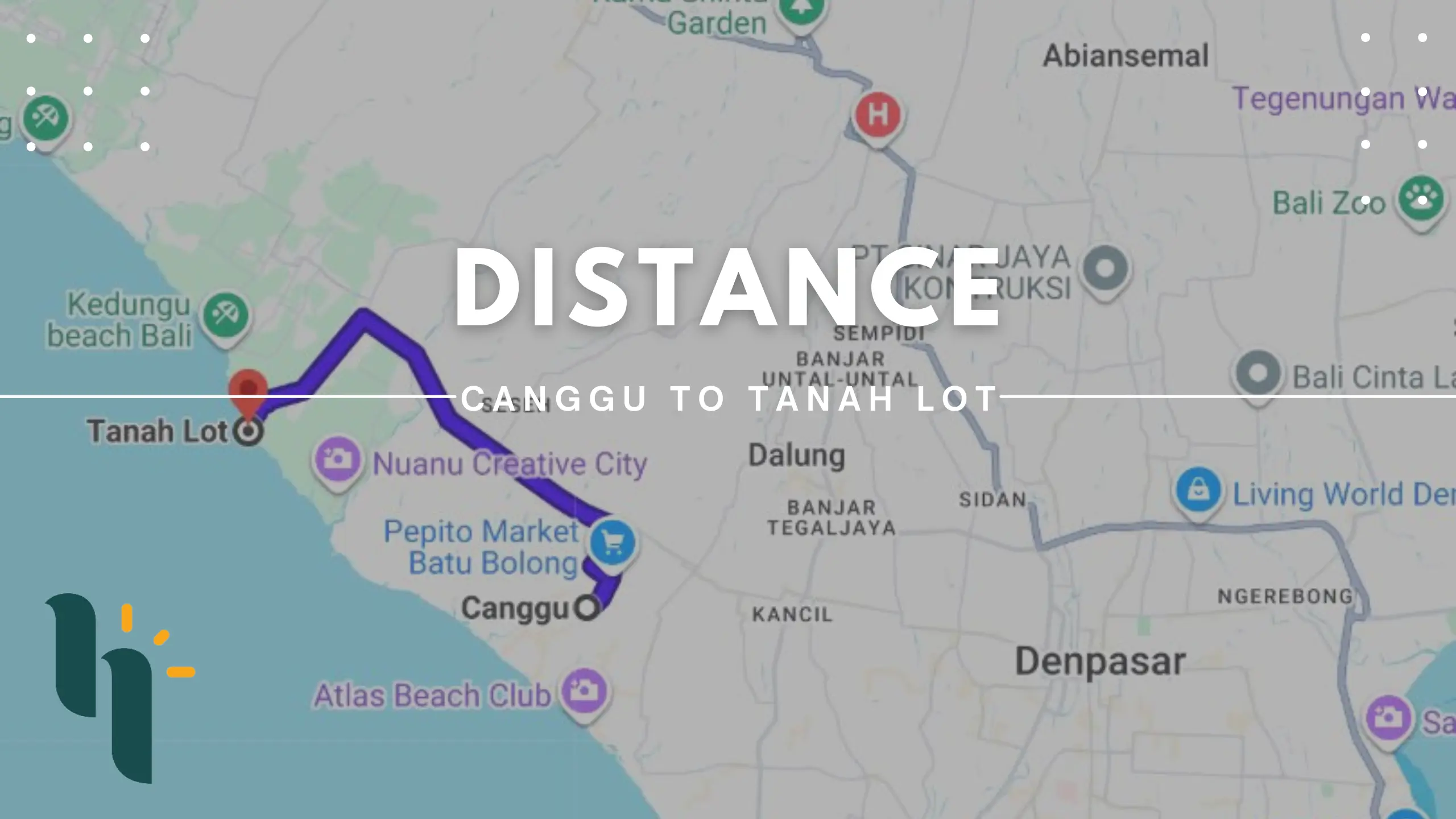 Canggu to tanah lot distance